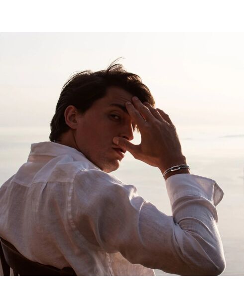 Versilbertes, versilbertes pastellblaues und weißes Armband