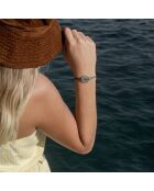 Middernachtblauwe verzilverde windroos-armband