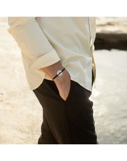 Schwarzes versilbertes Windrosenarmband