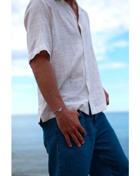 Colmar Union 22mm armband verzilverd beige en blauw