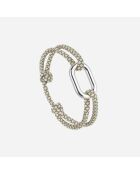 Kaki en beige verzilverde Henier Link-armband