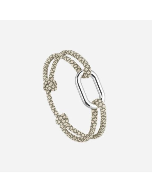 Kaki en beige verzilverde Henier Link-armband