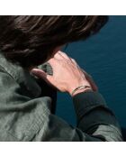 Kaki en beige verzilverde Henier Link-armband