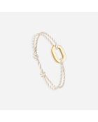 Pulsera pálida bañada en oro blanco y beige