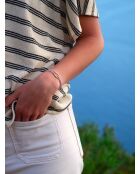 Pulsera pálida bañada en oro blanco y beige