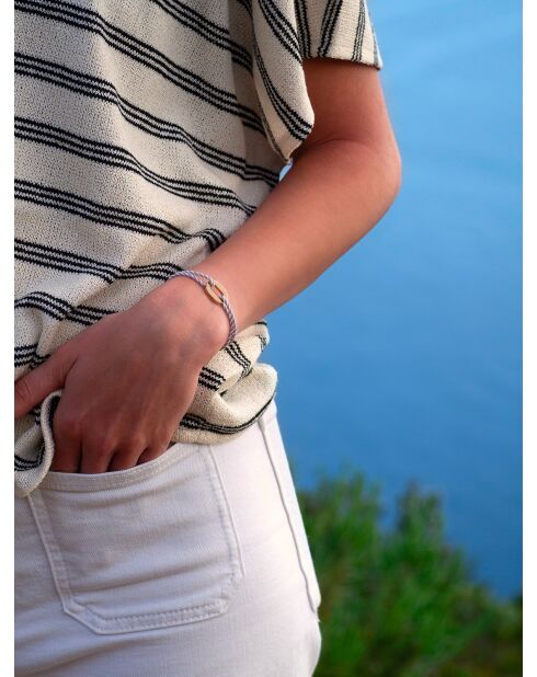 Bracciale Pale in oro beige e bianco placcato