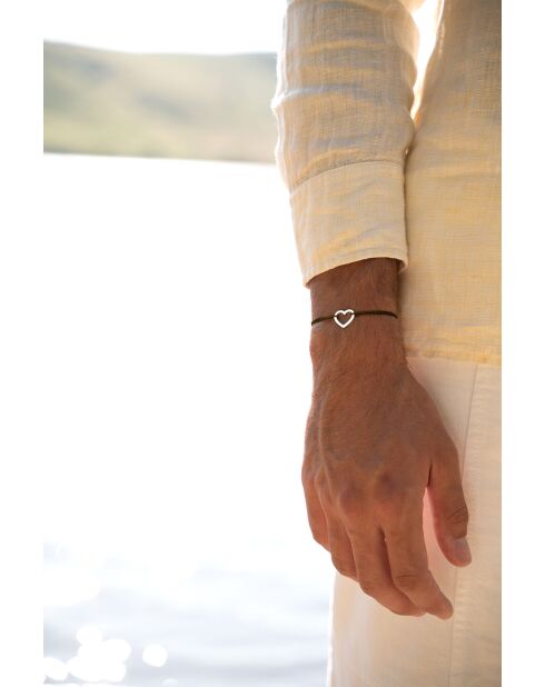 Khakifarbenes versilbertes leeres Herzarmband