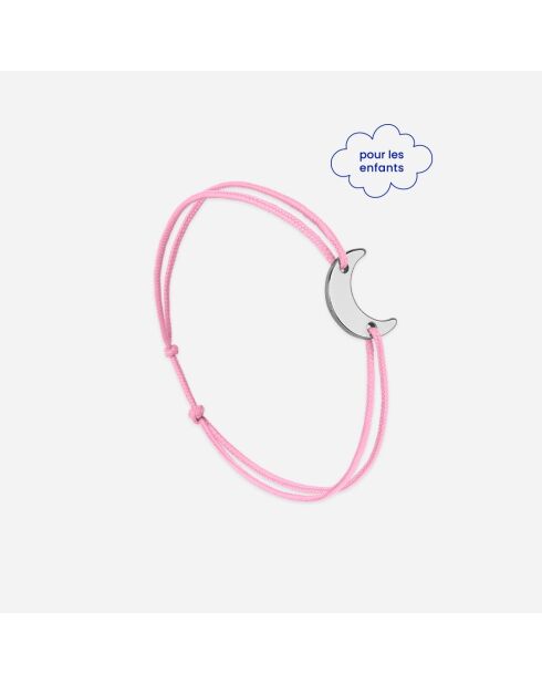 Rosafarbenes versilbertes Mondarmband für Kinder