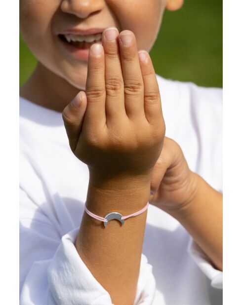 Rosafarbenes versilbertes Mondarmband für Kinder
