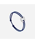 Middernachtblauwe verzilverde armband met klaverpijl