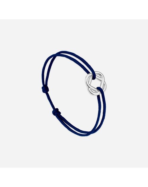 Middernachtblauwe verzilverde armband met klaverpijl
