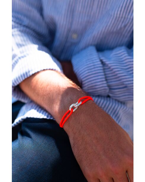 Portree Union 22mm verzilverde fluo oranje zilveren armband