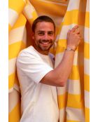 Armreif Musa in Beige und Blau, versilbert