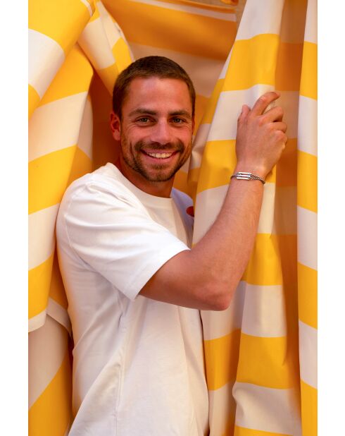 Armreif Musa in Beige und Blau, versilbert