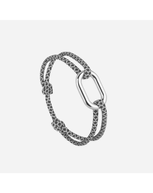 Bracelet Maillon toile en plaqué Argent Noir et Gris
