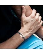 Bracelet Maillon toile en plaqué Argent Noir et Gris