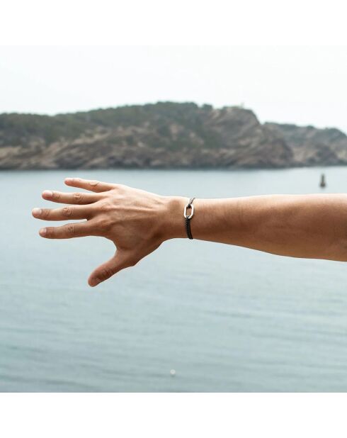 Bracelet Maillon toile en plaqué Argent Noir et Gris