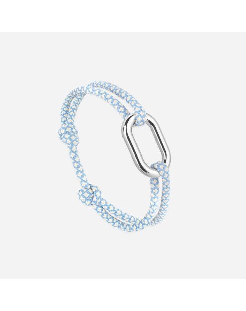 Hemelsblauwe en beige verzilverde regatta-schakelarmband