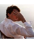 Brazalete de eslabones de regata bañado en plata azul cielo y beige