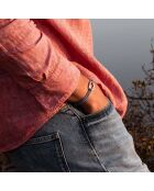 Marineblauwe en witte verzilverde Livarde-schakelarmband