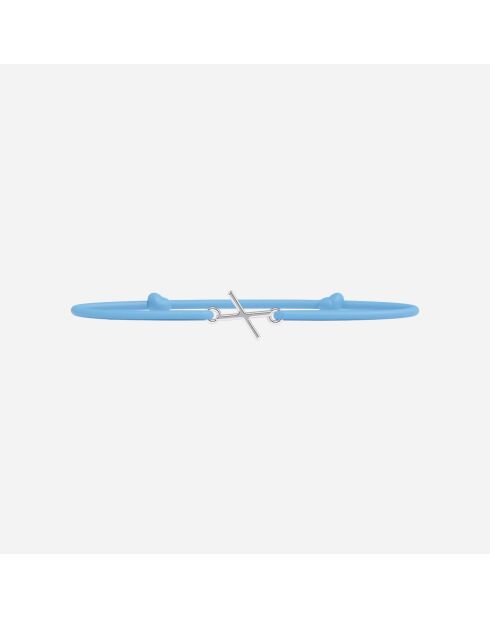 Himmelblaues versilbertes Kinderarmband mit dem Buchstaben X