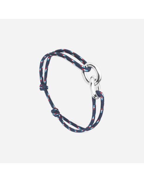 Dinant Union 22mm verzilverde armband marineblauw gespikkeld wit rood hemelsblauw