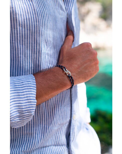 Dinant Union 22mm verzilverde armband marineblauw gespikkeld wit rood hemelsblauw