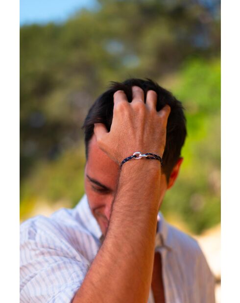 Dinant Union 22mm verzilverde armband marineblauw gespikkeld wit rood hemelsblauw