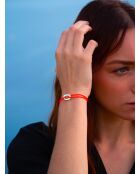 Fluo oranje verzilverde tangarmband