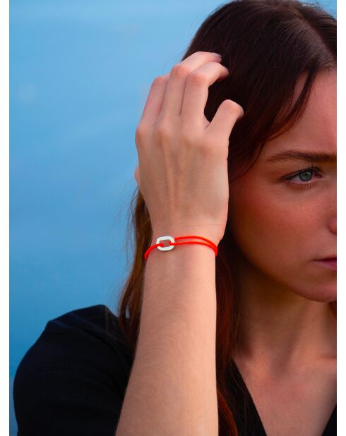 Fluo oranje verzilverde tangarmband