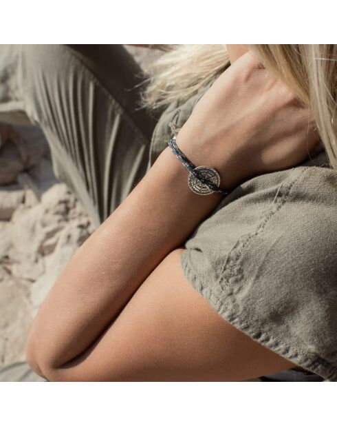 Schwarzes versilbertes Windrosenarmband