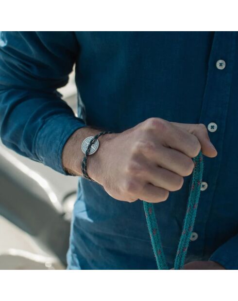 Schwarzes versilbertes Windrosenarmband