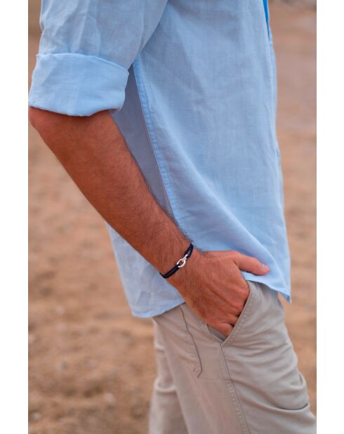 Brazalete azul medianoche chapado en plata Paraty Union de 22 mm