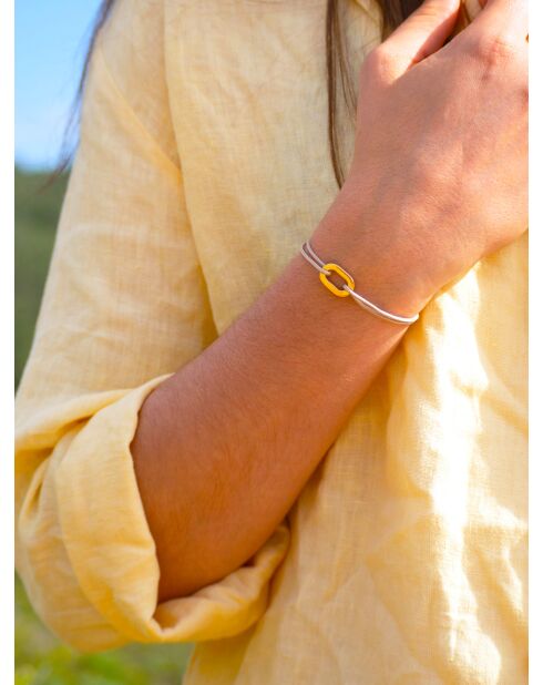 Beige vergulde radararmband