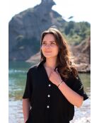 Inertia armband in zilverkleurige glitter marineblauw