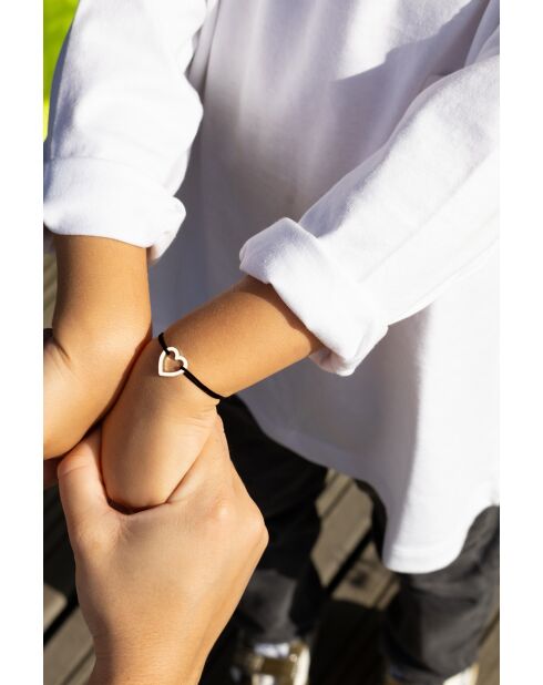 Bracelet Coeur vide enfant plaqué or noir