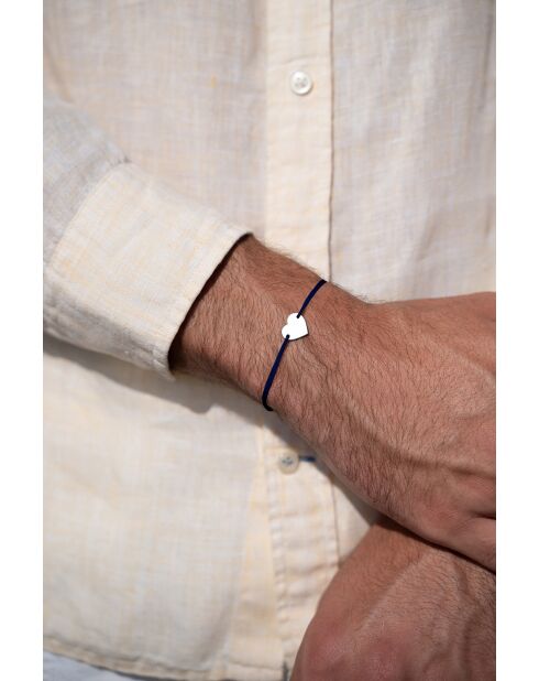 Middernachtblauwe armband met verzilverd hart