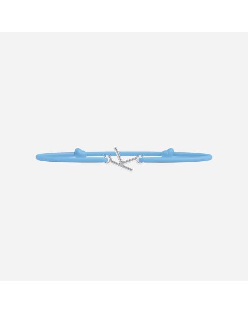 Himmelblaues versilbertes Kinderarmband mit dem Buchstaben K