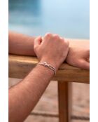 Dinant Union 22mm verzilverde armband marineblauw gespikkeld wit rood hemelsblauw