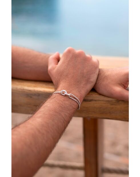 Dinant Union 22mm verzilverde armband marineblauw gespikkeld wit rood hemelsblauw