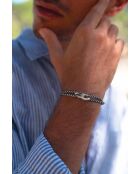 Dinant Union 22mm verzilverde armband marineblauw gespikkeld wit rood hemelsblauw