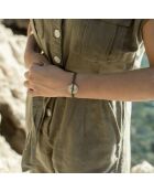 Khakifarbenes, versilbertes Windrosenarmband