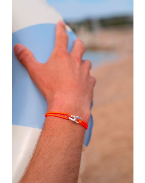 Portree Union 22mm verzilverde fluo oranje zilveren armband