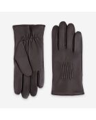 Gants en cuir à doublure en laine Isidore chocolats