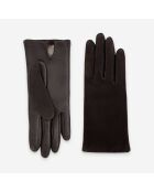Gants cuir agneau-100% soie-21464SN-choco