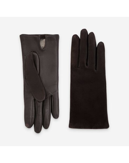 Gants cuir agneau-100% soie-21464SN-choco