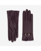 Gants en cuir doublure soie Andréa bordeaux