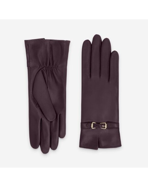 Gants en cuir doublure soie Andréa bordeaux