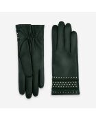 Gants en cuir d’agneau doublure laine Anaïs vert pin