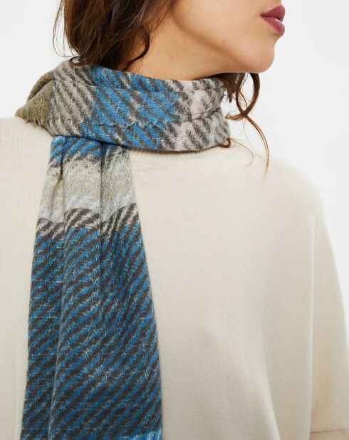 Étole 100% Laine Audrey bleue - 60x180 cm